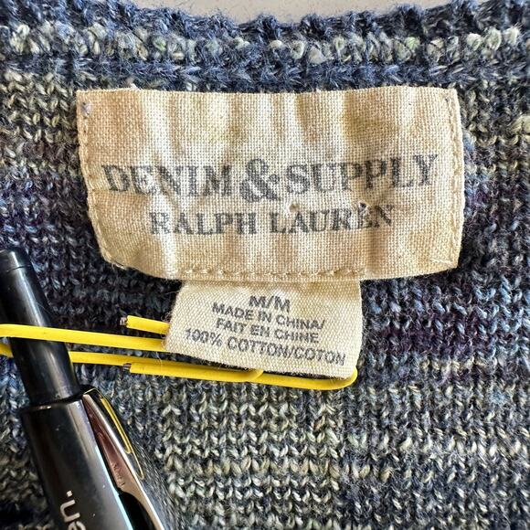 Ralph‎ Lauren Denim & Supply 100% Cotton Southwestern Blue Crewneck Sweater M - Picture 7 of 7